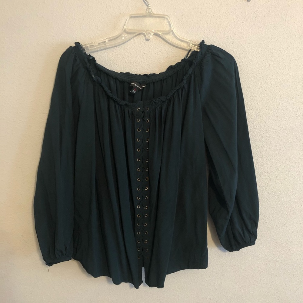 Green off the shoulder top